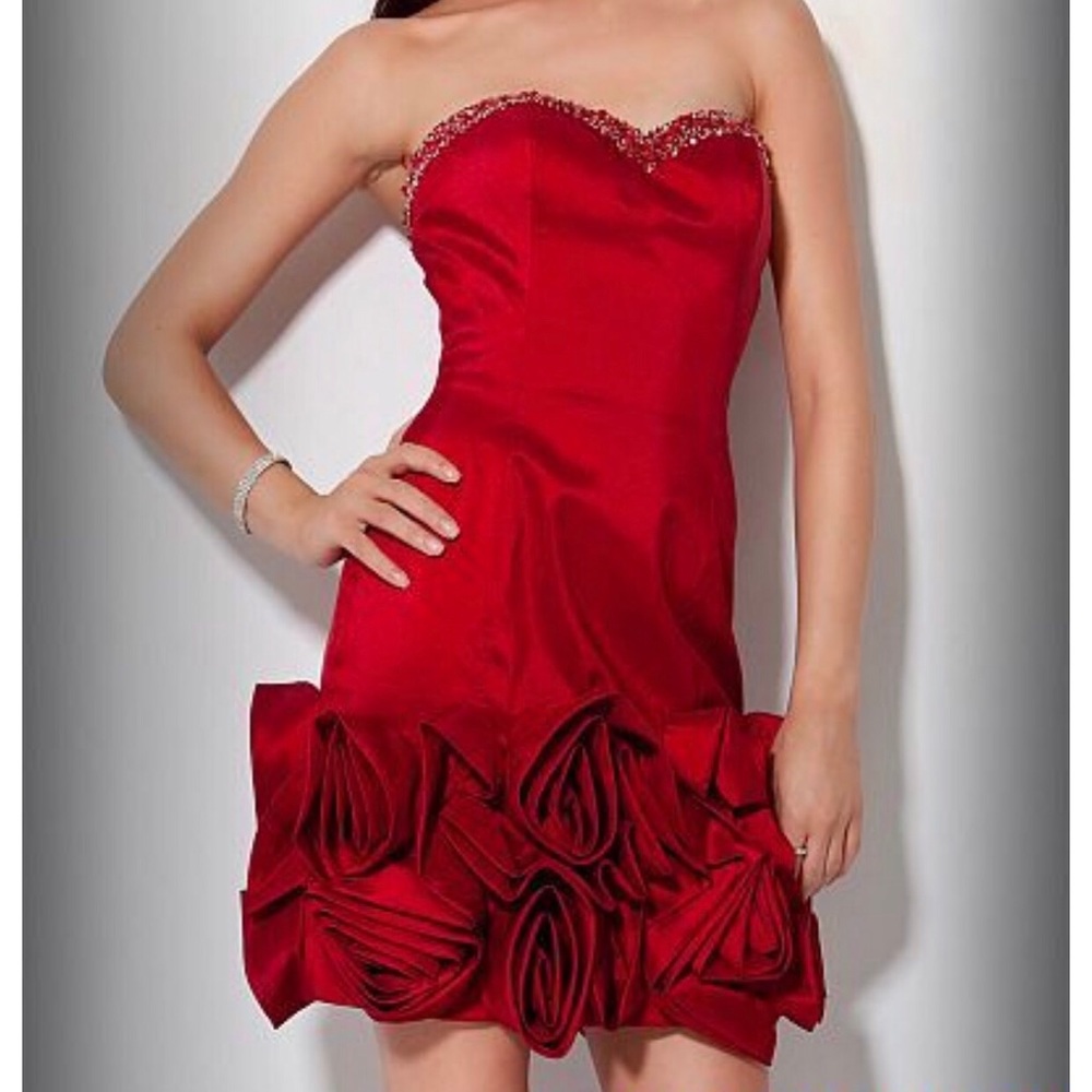 Jovani Strapless Rosette Prom Dress